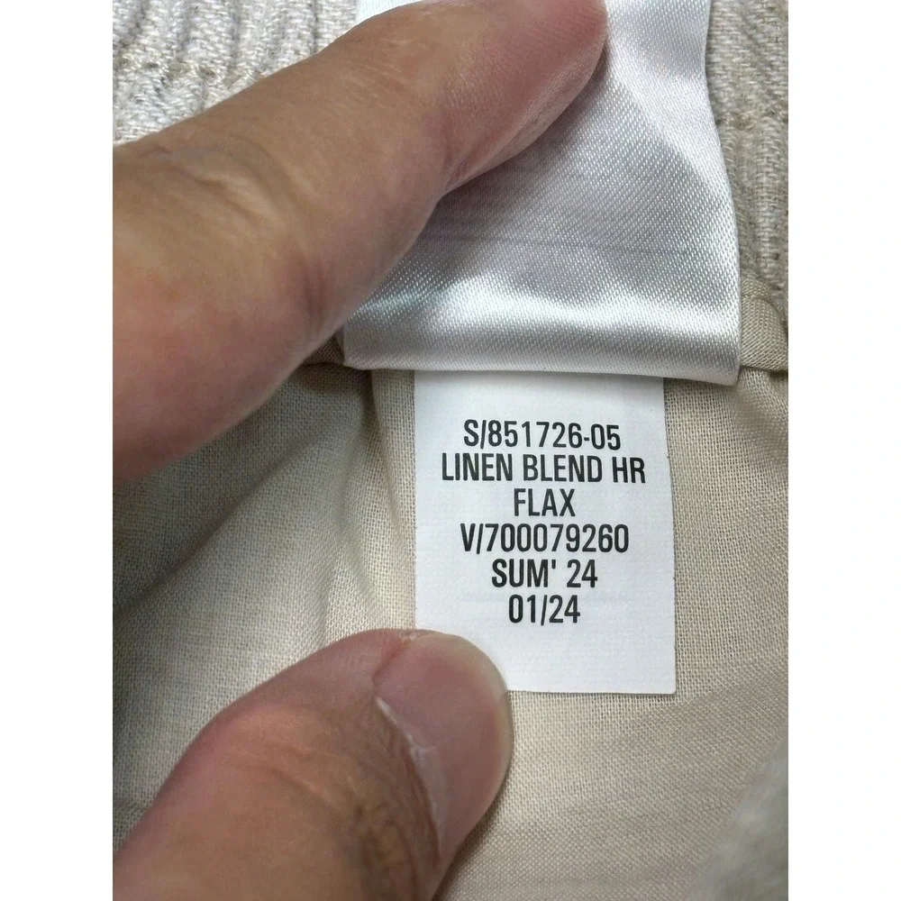 NWt Banana Republic Linen Blend High Rise Cropped Pants Flax Beige Women M 32X25